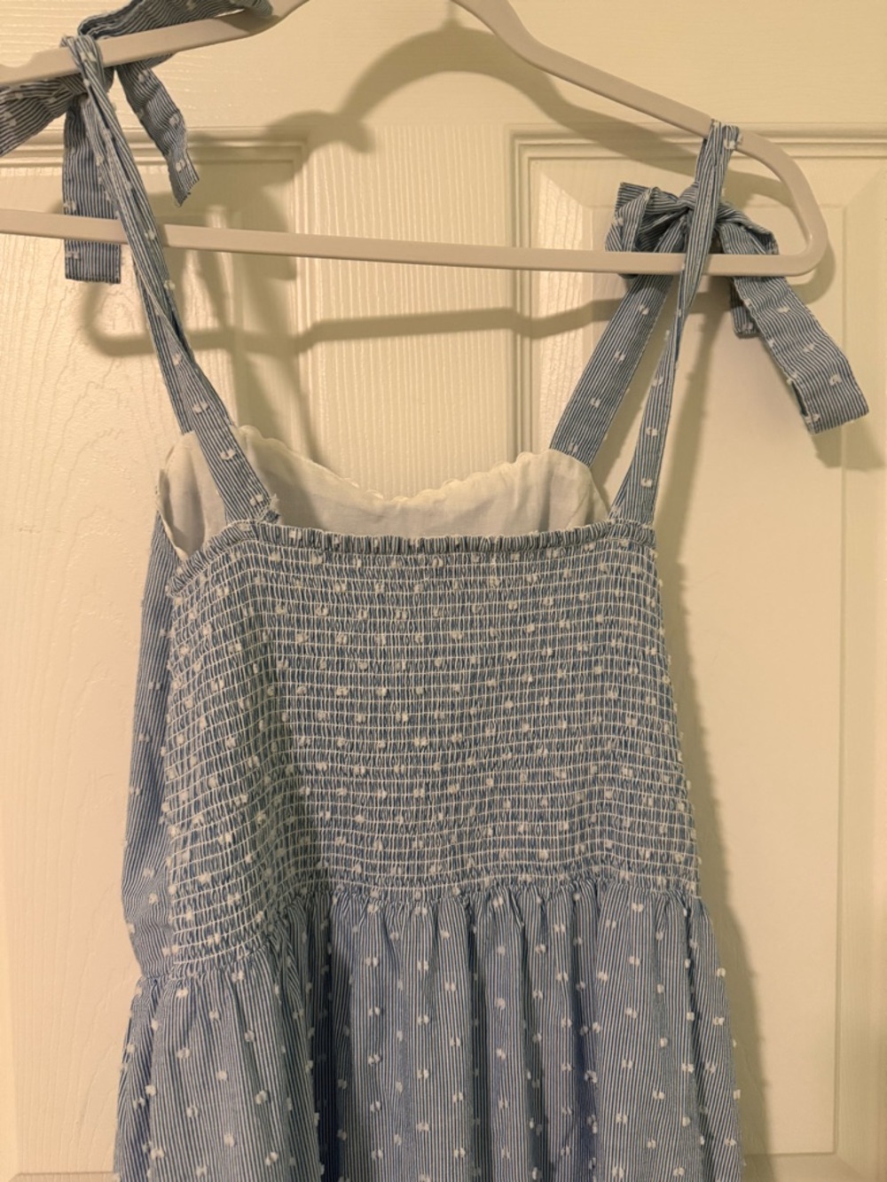 Light Blue Eyelet Tiered Maxi Dress W Tie Straps Shabby Chic Lace,Bust 31”-32” - Picture 7 of 13